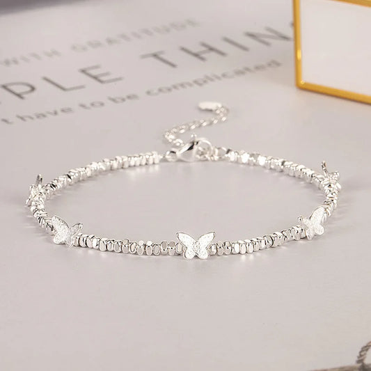 ✨ Kawaii Butterfly Charm Bracelet 🌸 - 925 Silver Bead Design for Girls 🎀 | Perfect Gift & Dropshipping!