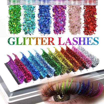 ✨ Festive Sparkle Rainbow Lashes 🎉 - Kawaii Glittery Eyelash Extensions for Holiday Glam! 💖