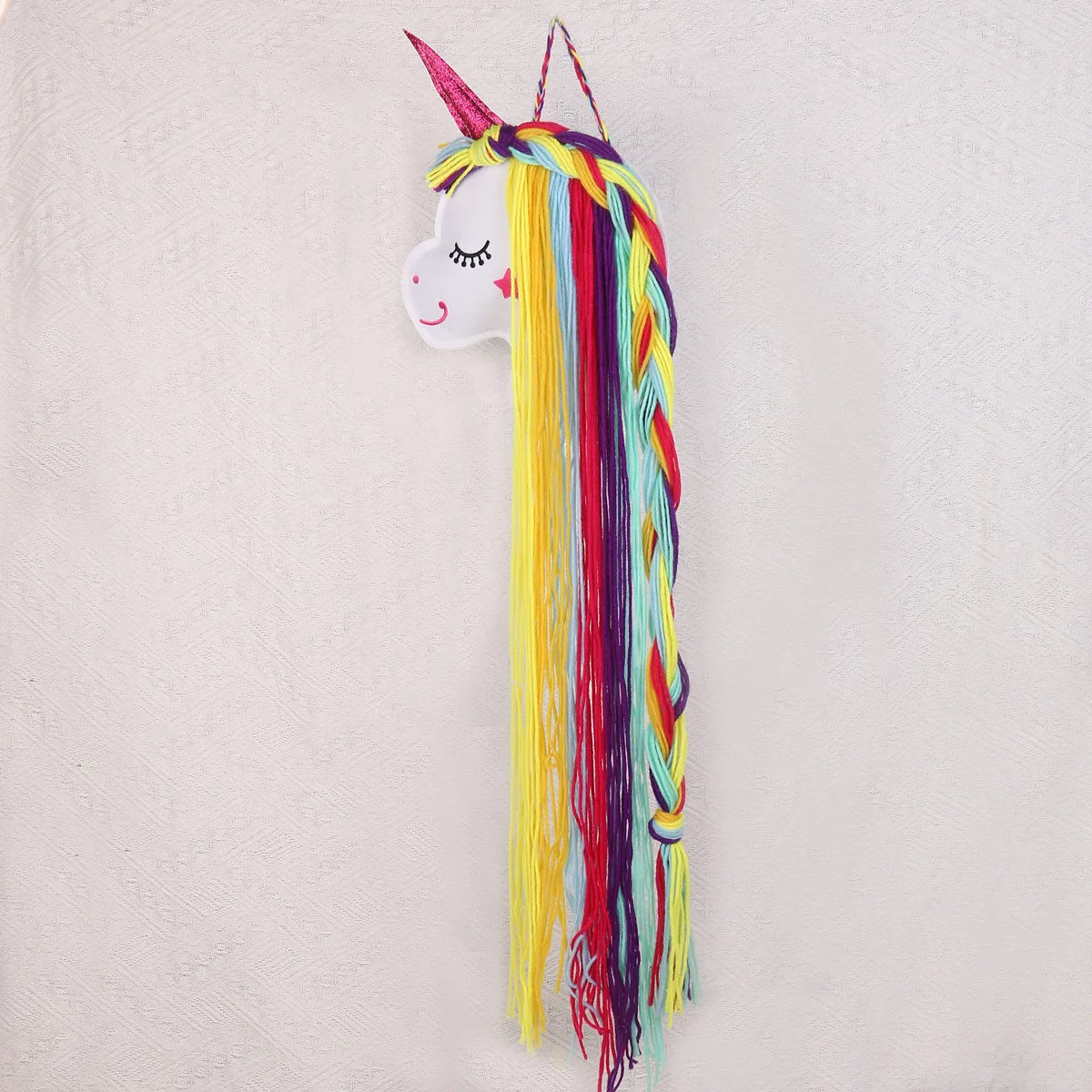 Kawaii Unicorn Hair Clip Organizer 🌈✨ Wall Hanging Storage for Girls' Room Decor 🎀 Bohemian Tassel Art