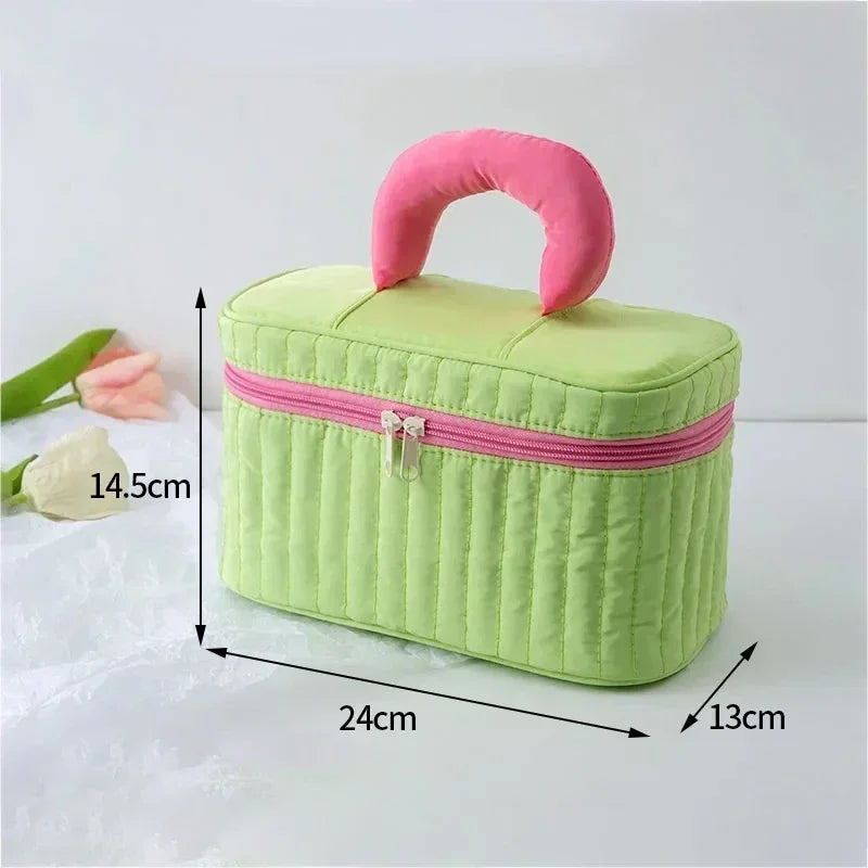 Kawaii Triangle Makeup Pouch 🌟 Cute Travel Cosmetic Bag 👜 Zipper Organizer for Toiletries & Beauty Essentials 🎀