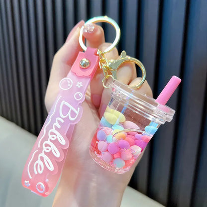 🐱✨Adorable Kitty Tea Cup Liquid Keychain 🌈💖 Floating Quicksand Joy! Perfect Pendant for Girls & Backpacks! 🎒🌟