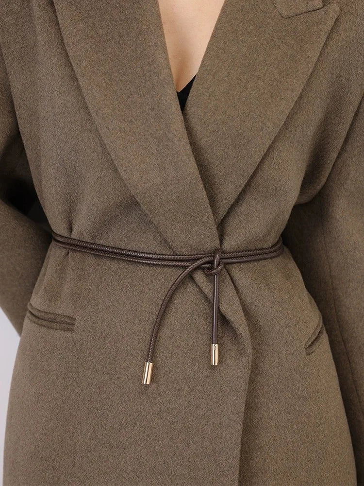 ✨ Kawaii Sheepskin Knot Belt 🎀 | Cute Leather Waist Chain for Dresses 🌸