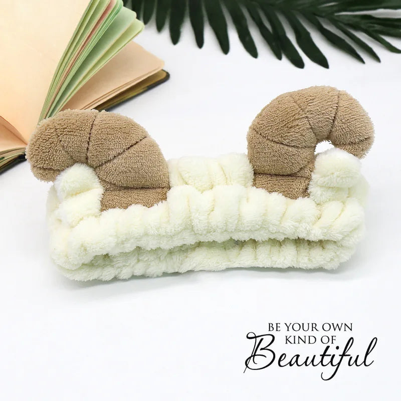 Women Wash Face Makeup Soft Coral Fleece Elastic Headband Head Wrap Cute Rabbit Bow Animal Ears Hairband Girl Hair Accessories
