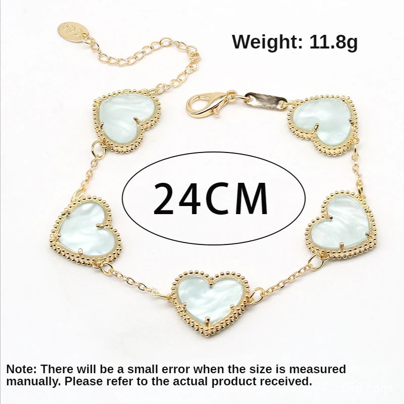 Kawaii Heart Charm Bracelets 💖✨ - Cute Personalized Gift for Women 🌈💚🖤❤️