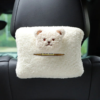 Kawaii Cloud & Flower Plush Tissue Box Holder 🌸☁️ - Adorable Car Napkin Organizer for Back Seat & Armrest! 🚗✨