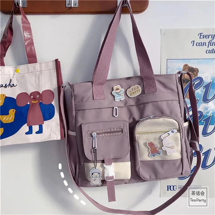 Kawaii Nylon Waterproof Satchel 👜✨ | Adorable Japanese Crossbody Messenger Bag for Students & Girls 🎒💖
