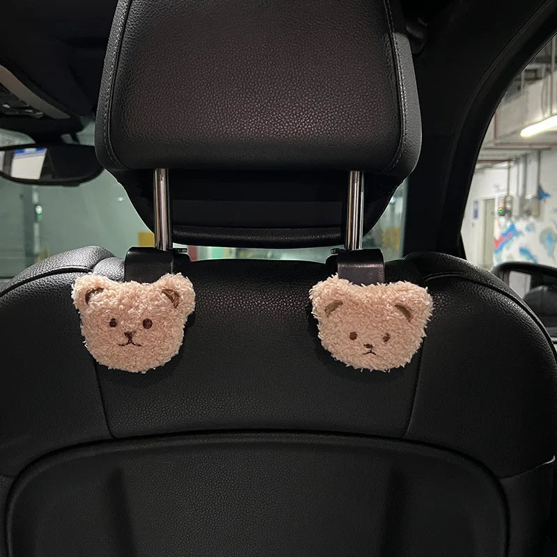 Kawaii Bear Car Seat Back Hooks 🐻✨ - 2PCS Adorable Organizer Hangers for Bags & Accessories! 🚗💖