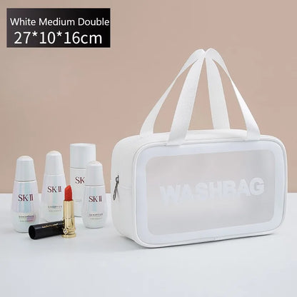 Kawaii Waterproof Travel Makeup Bag 🌟✨ | Cute Transparent Cosmetic Organizer for Women 💖✈️