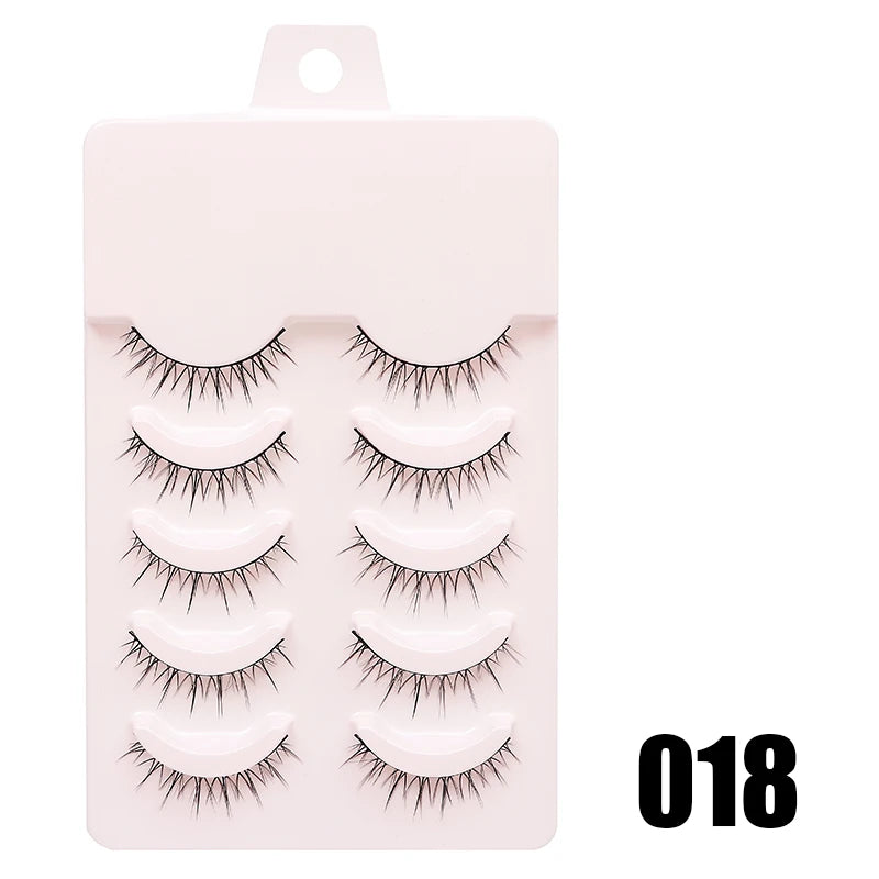 Pastel Little Devil Anime Lashes 5 Pairs Clear Band Full Strip For Natural Daily Manga Style Eyelashes 😈👁️✨