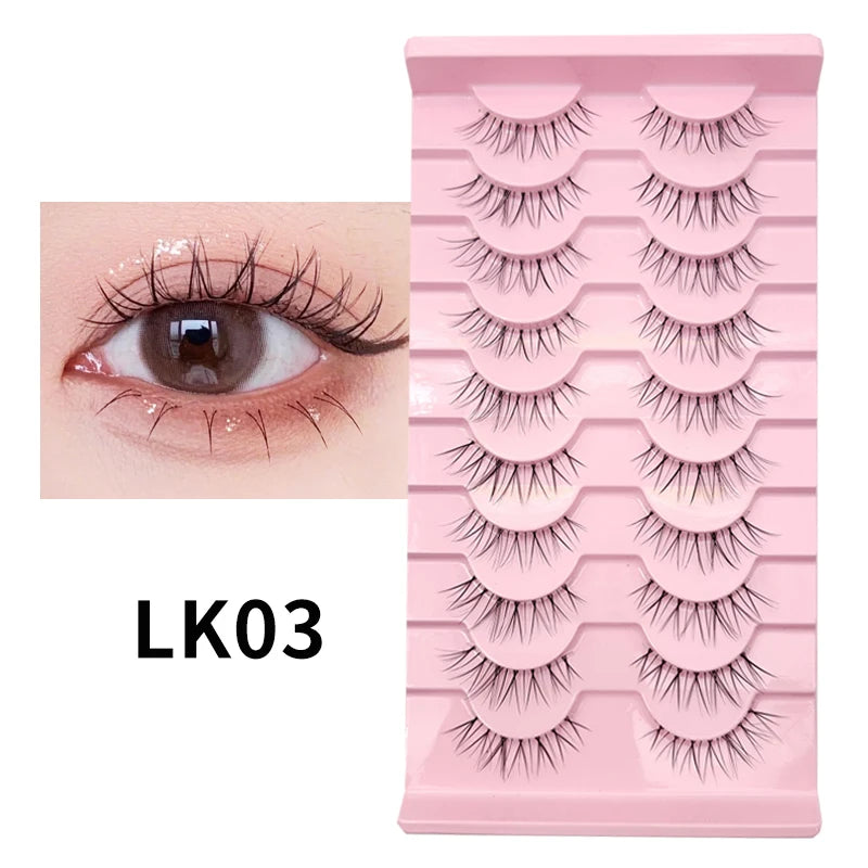 Adorable Manga Style False Eyelashes 10 Pairs Natural Full Strip Lashes For Anime Look Makeup ✨🐰🎀🌸