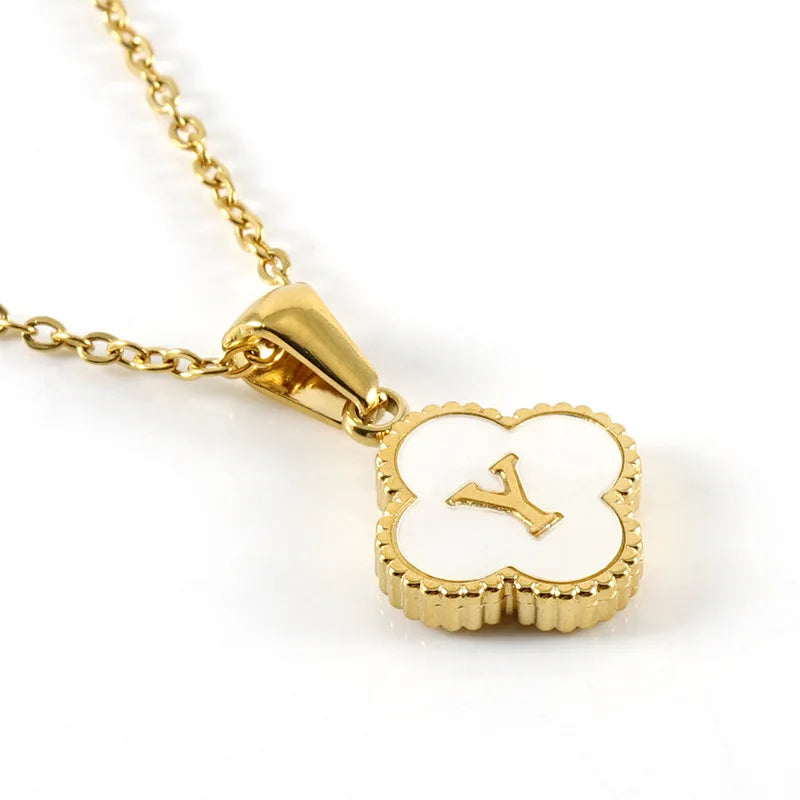 Charming Kawaii Stainless Steel Initial Necklace for Her 🌸✨ | Cute White Chain Jewelry - Perfect Valentine’s Day Gift! 💖