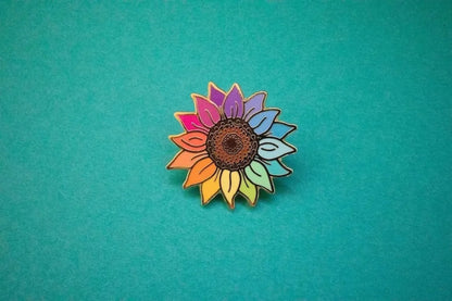 Kawaii Rainbow Sunflower Enamel Pin 🌼✨ | Cute Floral Brooch for Flower Lovers 🌈💖