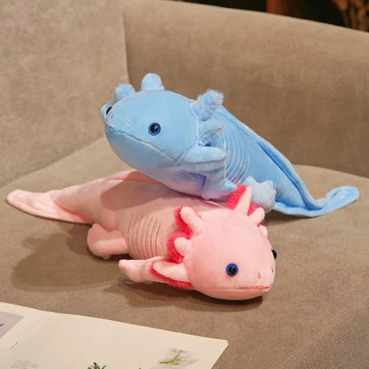 🌈🐾 Colorful Axolotl Hugging Pillow – Cuddly Newt Plush for Kids! 🎈💖 - Pixie Quill