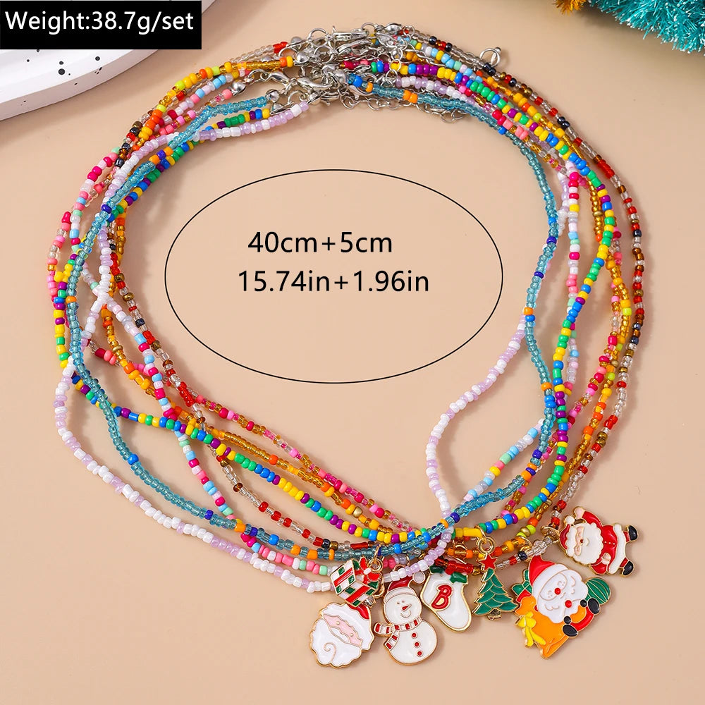 Whimsical Christmas Necklaces Set For Women And Girls Santa Snowman Charms 🎄🎅⛄