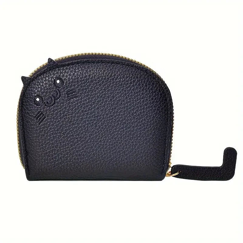 Cartoon Cat Wallet With Card Slots Zipper Coin Holder PU Leather 🐱💖
