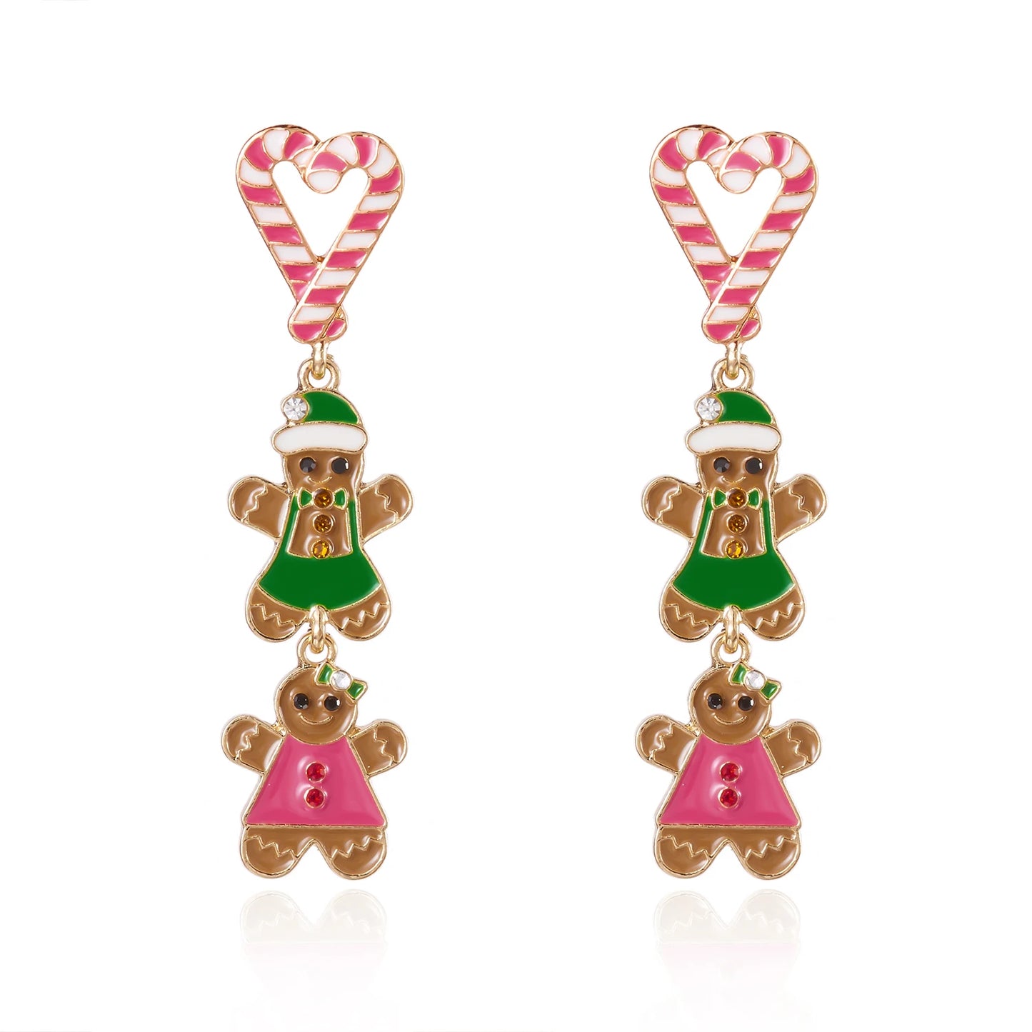Colorful Gingerbread Drop Earrings For Women Christmas Enamel Santa Snowman 🎄🎁
