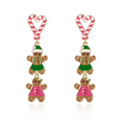 Colorful Gingerbread Drop Earrings For Women Christmas Enamel Santa Snowman 🎄🎁