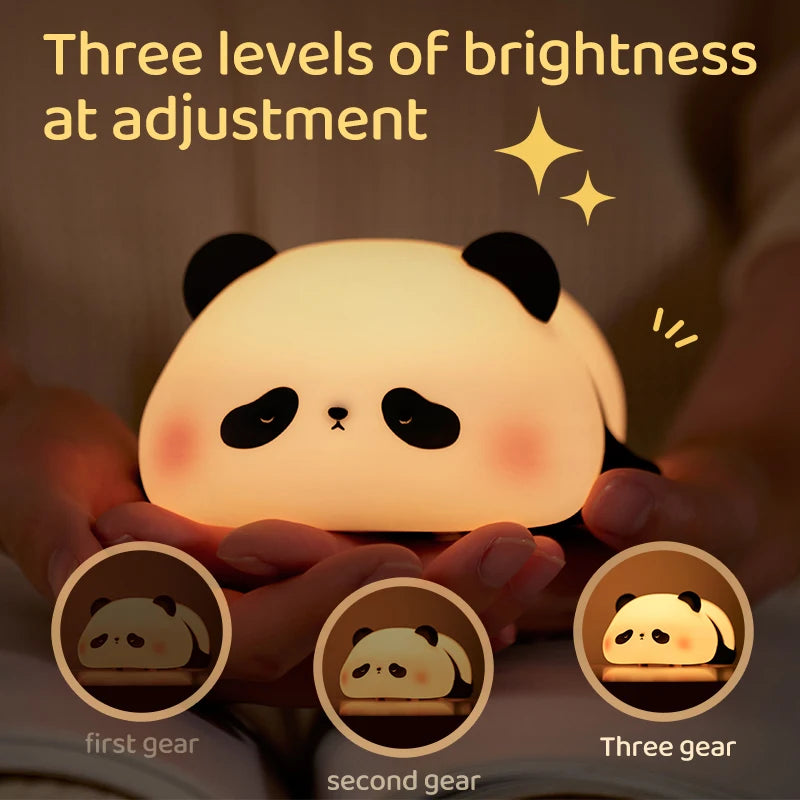 Adorable Panda Silicone LED Night Light - USB Rechargeable Touch Lamp for Cozy Bedtime Bliss 🐼💡✨