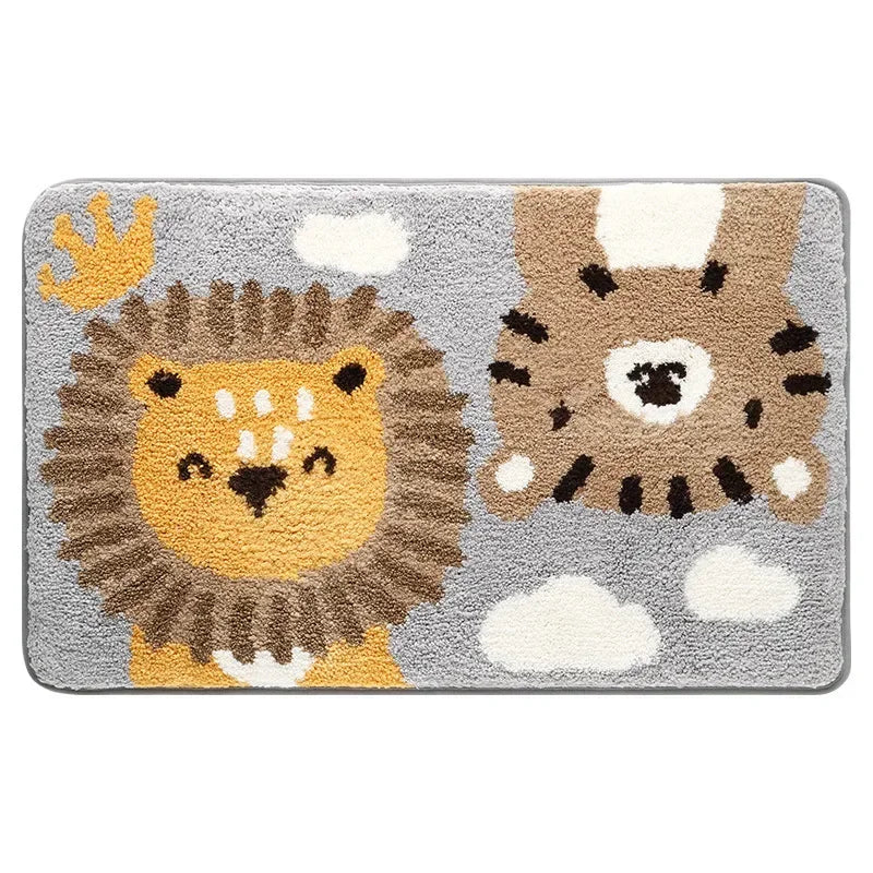 Kawaii Frog & Bear Plush Bath Mat 🐸🧸 | Non-Slip, Ultra-Absorbent Bathroom Rug for Cozy Decor! 🌟✨