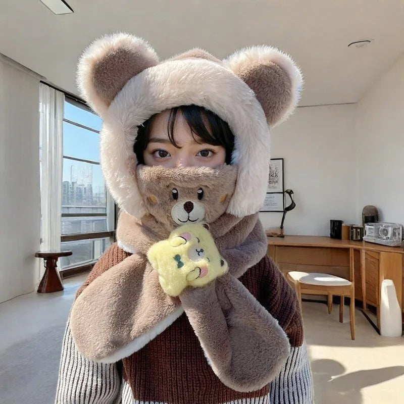 Winter Kids Scarf Hat Mask Set Plush Beanie 1-6 Years ❄️🧣🐻