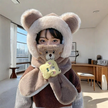 Winter Kids Scarf Hat Mask Set Plush Beanie 1-6 Years ❄️🧣🐻