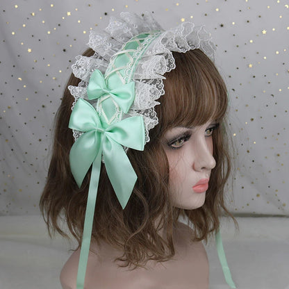 Kawaii Lace Flower Hair Hoop 🌸✨ Plush Anime Maid Headband with Bell & Tassels for Cute Cosplay Girls 🎀💖