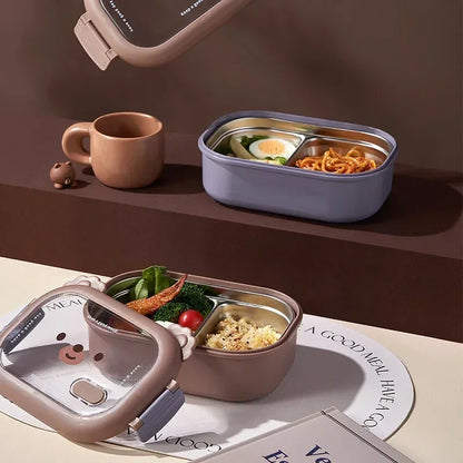 Kawaii Stainless Steel Bento Box 🥪✨ | Adorable Portable Lunch Container for Kids 🍱💖 | Sealed, Heatable & Eco-Friendly! 🌈
