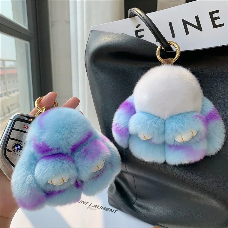 Charming Plush Bunny Keychain 10cm With Fur Pom Pom Charm For Bags 🐰✨