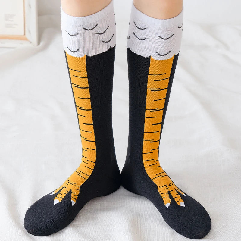 🐔 Kawaii Chicken Claw Thigh High Socks - Fun 3D Print Over Knee Stockings for Women 🧦✨