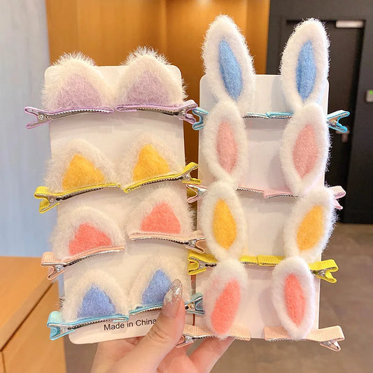 🐰✨ Adorable Bunny Ears Hair Clips Set - Handmade Baby Girl Accessories! 🎀💖