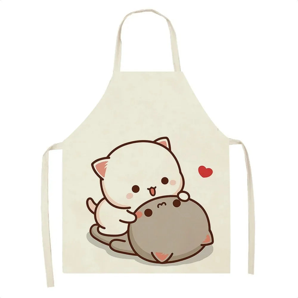 Cute Cartoon Cat Cooking Apron 💕🐱 - Fun & Mess-Free for Couples in the Kitchen 🍳👩‍🍳 - Pixie Quill