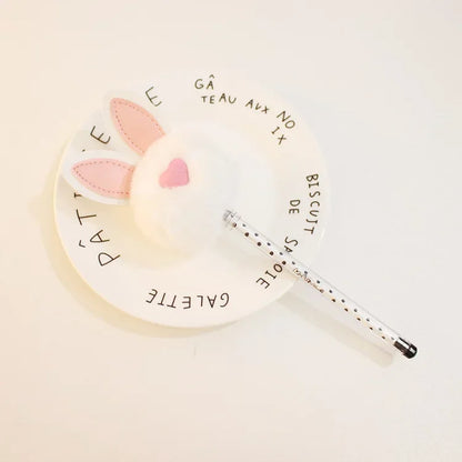 Kawaii Bunny Plush Gel Pen 🐰✨ | Adorable Fluffy Rabbit Stationery for School & Office 🌸💖