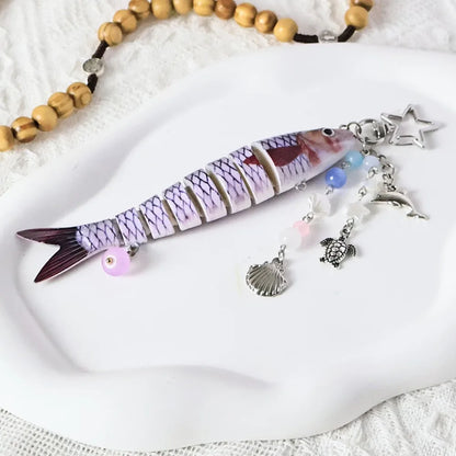 Playful Plastic Fish Keychain 🐟 Multi Jointed Backpack Charm Gift