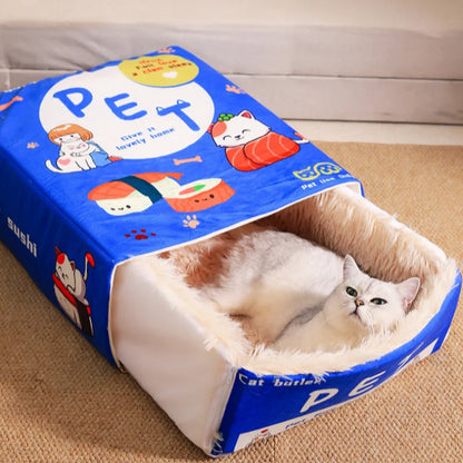 🐾 Cozy Cat Corner: Enclosed Snack Box Bed & Playhouse 🐱✨