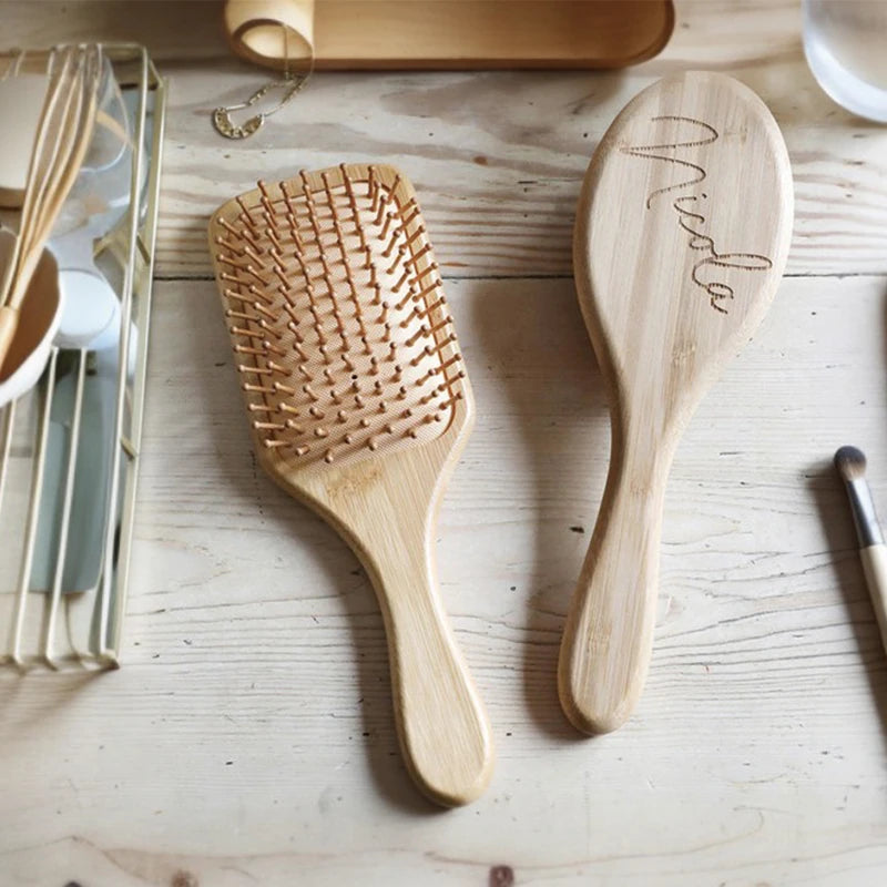 Kawaii Custom Wooden Hair Brush 🌸✨ | Personalized Comb with Name & Monogram 🎀 | Perfect Gift for Sleepovers, Weddings & Birthdays! 🎉💖