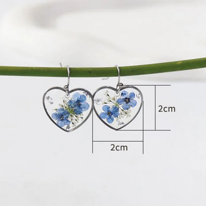 Elegant Pressed Flower Earrings For Women Natural Blue Floral Drop Earrings Handmake Epoxy Resin Plant Earring Jewelry Wholesale