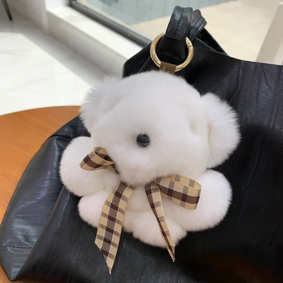 Soft Fluffy Bear Keychain Plush Rabbit Fur Bag Charm Cute Gift For Bags 🐻🐰