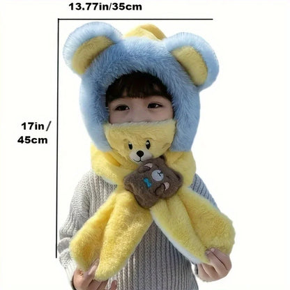 Winter Kids Scarf Hat Mask Set Plush Beanie 1-6 Years ❄️🧣🐻