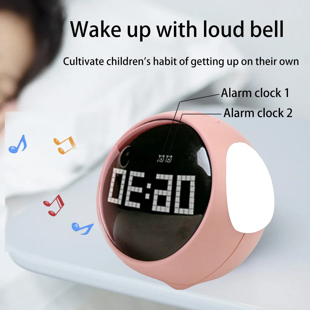 Kawaii LED Night Light Alarm Clock 🌙✨ - Adorable Voice-Controlled Timekeeper with Thermometer & Snooze Function for Kids! 🕒💖