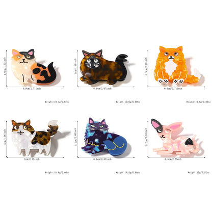 Retro Leopard Cat Acetate Hair Claw Clip For Thick Hair Cute Floral Barrette 🐾✨