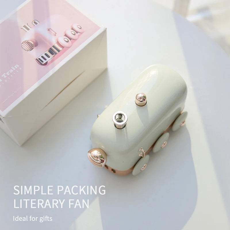 Kawaii Mini Train Ultrasonic Humidifier 🌈✨ | 300ml Retro Aroma Diffuser for Home & Office 🌸💧