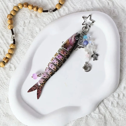 Playful Plastic Fish Keychain 🐟 Multi Jointed Backpack Charm Gift