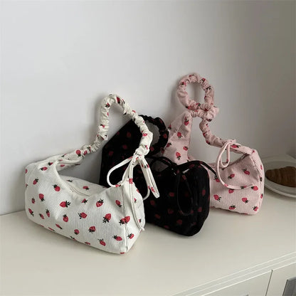 🍓Cute Corduroy Strawberry Shoulder Bag 🌟 Soft & Versatile Crossbody for Trendy Students! 💖 - Pixie Quill