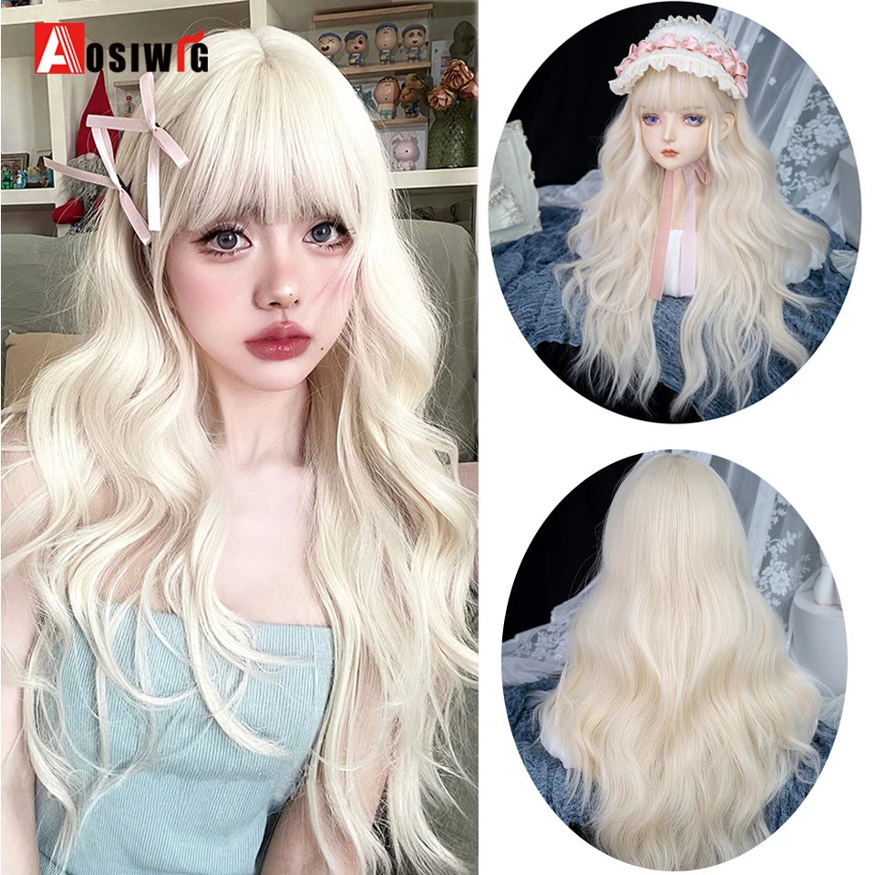 Kawaii Black & Blue Long Straight Lolita Wig 💖✨ Perfect for Cosplay & Parties! 🎉🎀