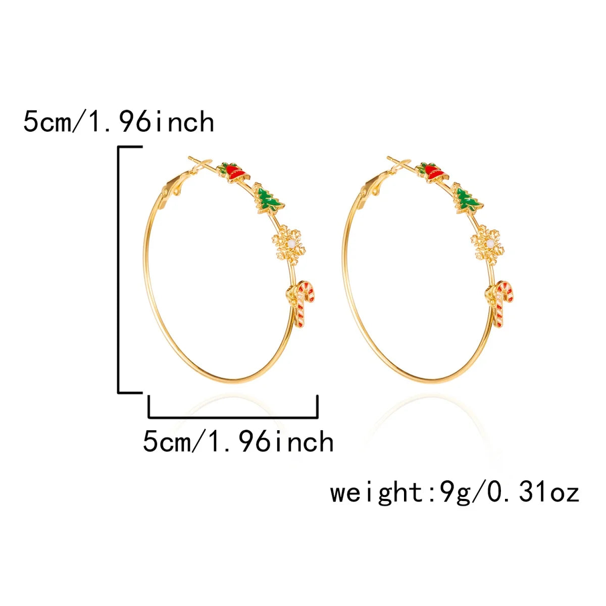 Cute Christmas Circle Hoop Earrings Unisex Bells Snowflakes Tree Dangle 🎄✨