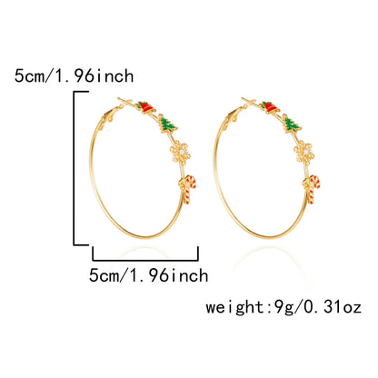 Cute Christmas Circle Hoop Earrings Unisex Bells Snowflakes Tree Dangle 🎄✨