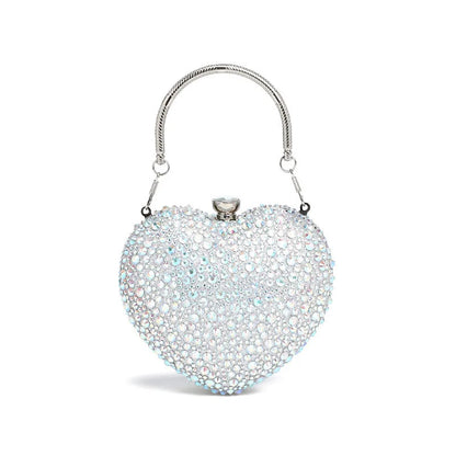 Sparkling Kawaii Heart-Shaped Crystal Clutch 🌟💖 | Rhinestone Evening Bag for Weddings & Parties 🎉✨