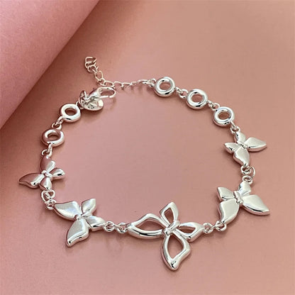 Kawaii 925 Sterling Silver Butterfly Bracelet 🦋✨ | Adorable Women's Engagement Jewelry Gift