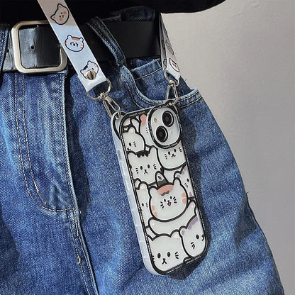 🐻✨ Adorable Bear Phone Case with Lanyard for iPhone 14/13/12/11 Pro Max & More! 🐾💕