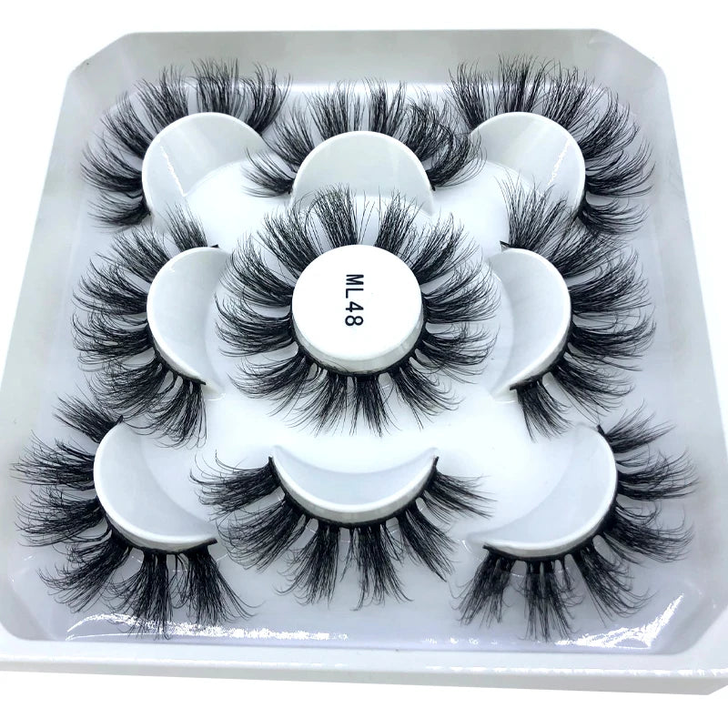 New 5 Pairs 8-25mm Natural 3D False Eyelashes Kit Mink Lashes Full Strip Look Whimsical Cute Glam 🌸✨